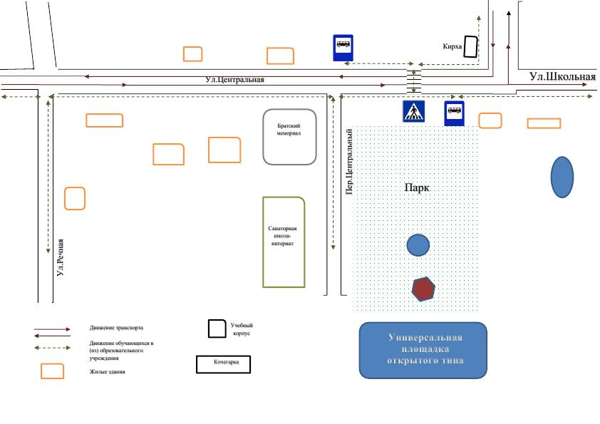 Схема маршрута от автобусного остановочного пункта